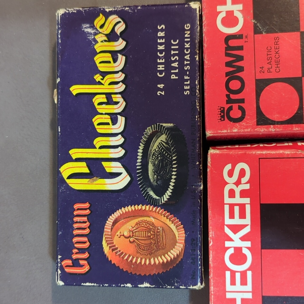 Vintage lot Whitman Crown self stacking plastic checkers 3 boxes of 24 from 1969 - Picture 2 of 11